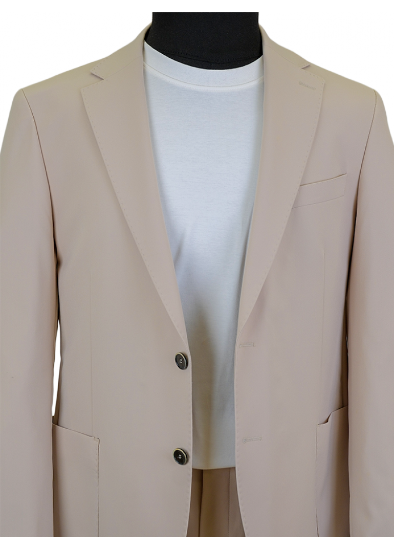 Kırışmayan Çantalı Bej Erkek Spor Takım