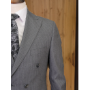 Yün Çizgili Kruvaze Gri Slim Fit Erkek Takım Elbise