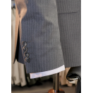 Yün Çizgili Kruvaze Gri Slim Fit Erkek Takım Elbise