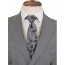 Yün Çizgili Kruvaze Gri Slim Fit Erkek Takım Elbise