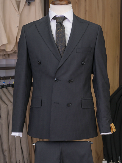 Yün HVN Çizgili Kruvaze Siyah