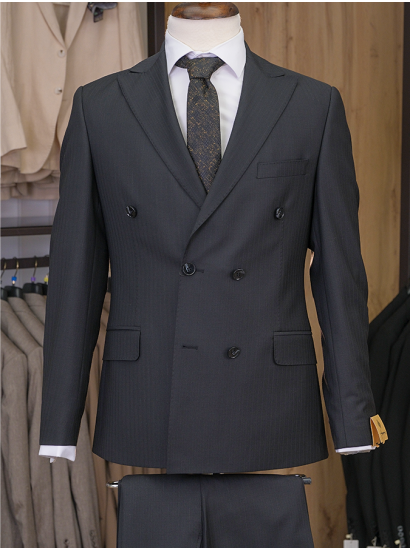 Yün HVN Çizgili Kruvaze Siyah