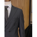 Yün Çizgili Kruvaze Siyah Slim Fit Erkek Takım Elbise