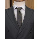 Yün Çizgili Kruvaze Siyah Slim Fit Erkek Takım Elbise