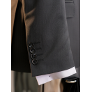 Yün Çizgili Kruvaze Siyah Slim Fit Erkek Takım Elbise