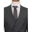 Yün Çizgili Kruvaze Siyah Slim Fit Erkek Takım Elbise