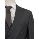 Yün Çizgili Kruvaze Siyah Slim Fit Erkek Takım Elbise