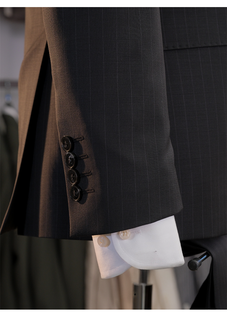 Çizgili Siyah Slim Fit Erkek Takım Elbise