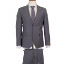 Yün Geniş Çizgili Gri Slim Fit Erkek Takım Elbise