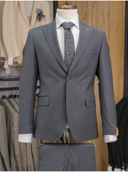 Yün HVN Geniş Çizgili Gri