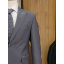 Yün Geniş Çizgili Gri Slim Fit Erkek Takım Elbise