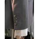 Yün Geniş Çizgili Gri Slim Fit Erkek Takım Elbise