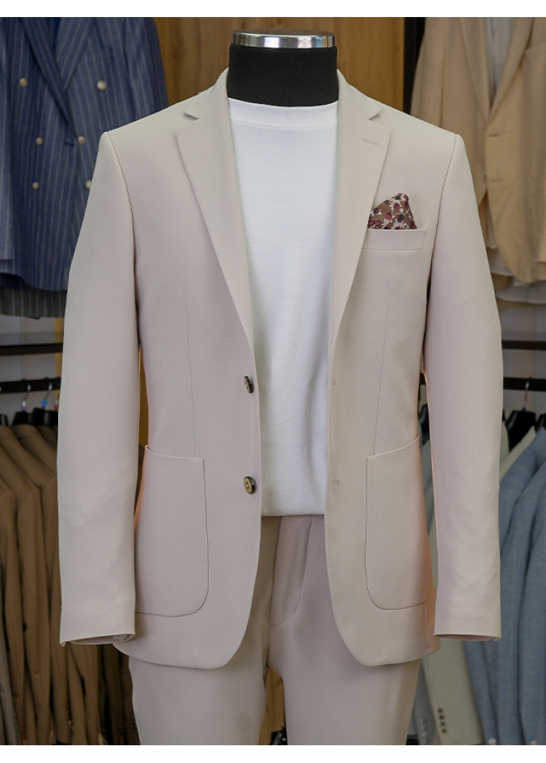 Torba Cep Krem Slim Fit Erkek Takım Elbise