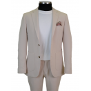 Torba Cep Krem Slim Fit Erkek Takım Elbise