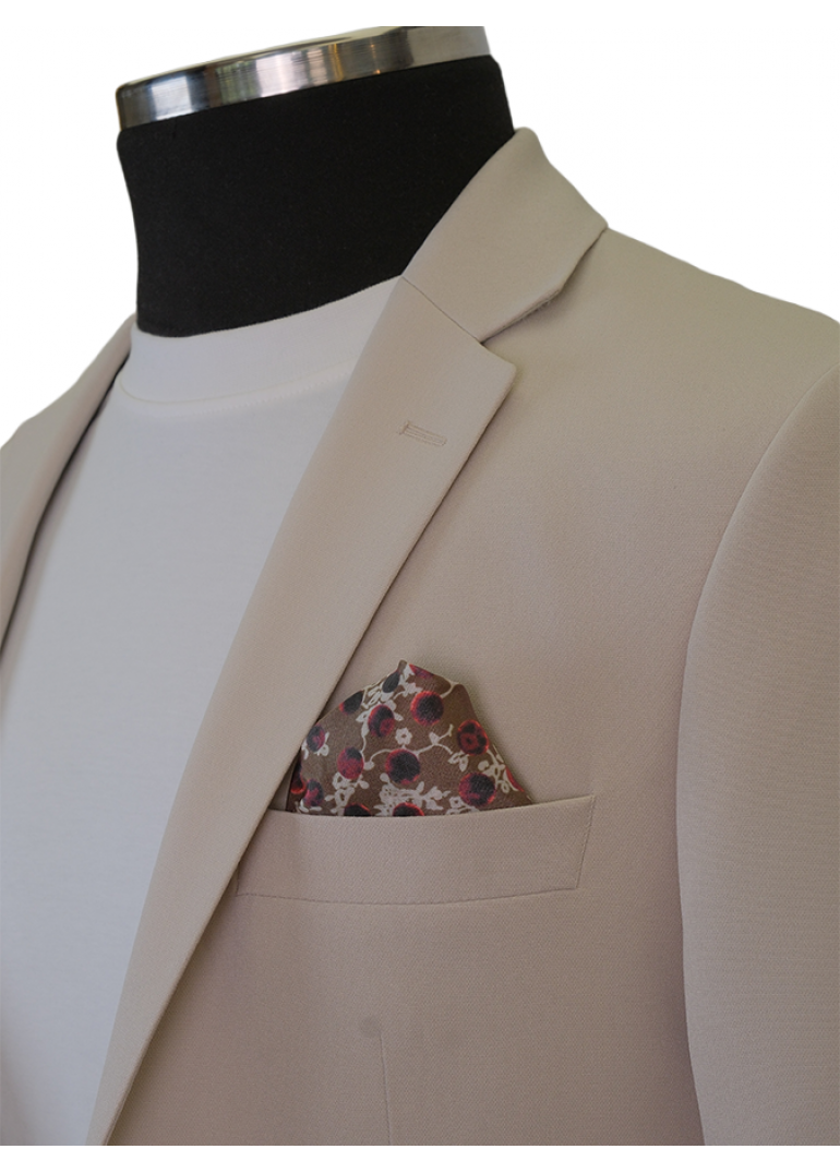 Torba Cep Krem Slim Fit Erkek Takım Elbise