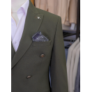 Metal Düğme Kruvaze Yeşil Slim Fit Erkek Takım Elbise