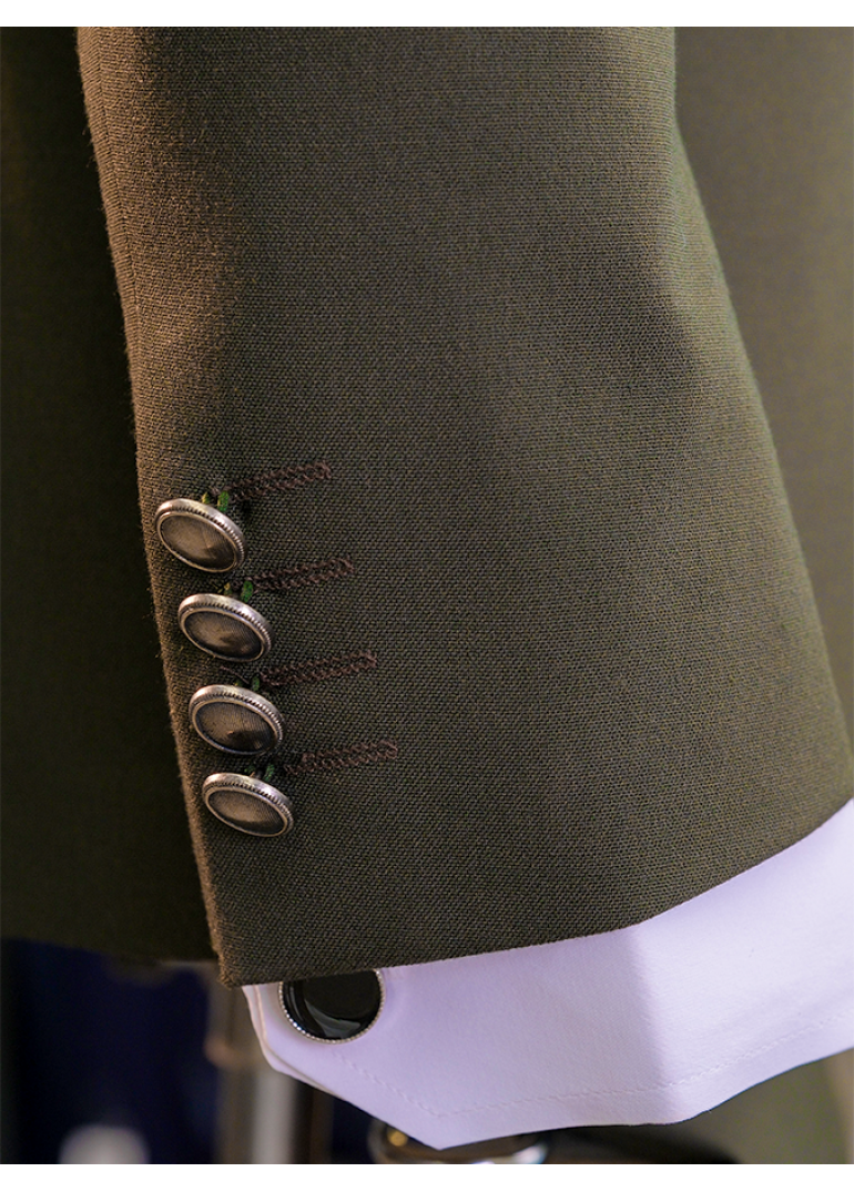 Metal Düğme Kruvaze Yeşil Slim Fit Erkek Takım Elbise