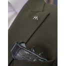 Metal Düğme Kruvaze Yeşil Slim Fit Erkek Takım Elbise