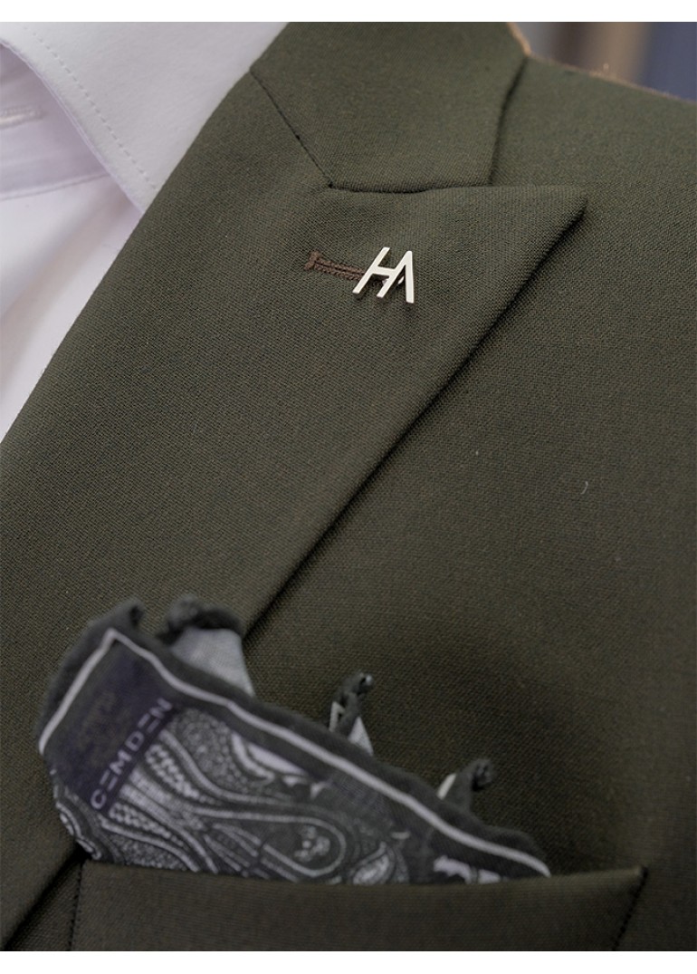 Metal Düğme Kruvaze Yeşil Slim Fit Erkek Takım Elbise