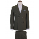 Metal Düğme Kruvaze Yeşil Slim Fit Erkek Takım Elbise