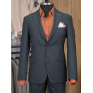 Yeşil Çizgili Slim Fit Erkek Takım Elbise