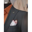 Yeşil Çizgili Slim Fit Erkek Takım Elbise