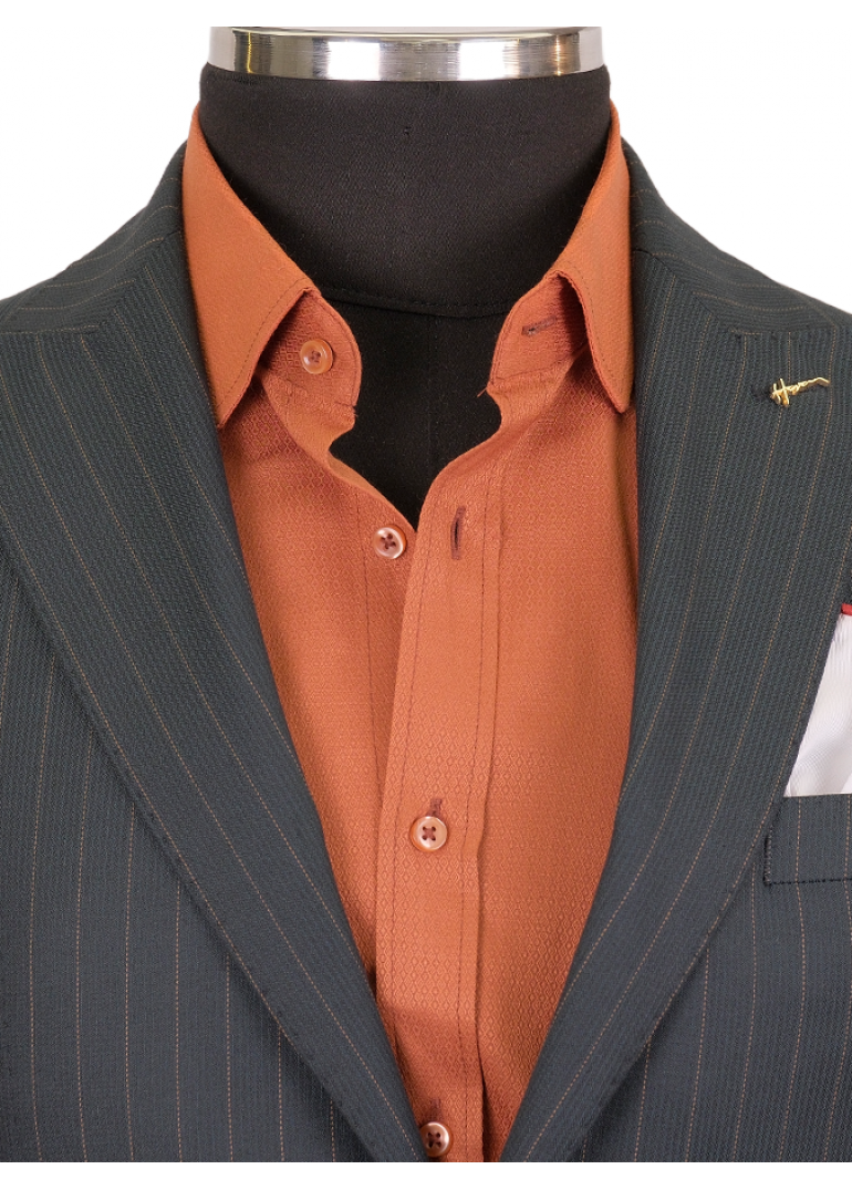 Yeşil Çizgili Slim Fit Erkek Takım Elbise