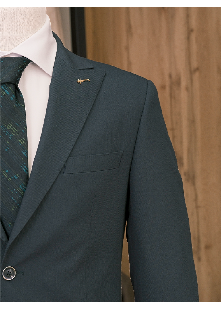 HVN Haki Slim Fit Erkek Klasik Yün Takım Elbise