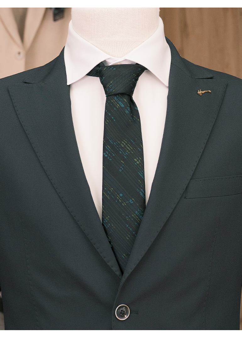 HVN Haki Slim Fit Erkek Klasik Yün Takım Elbise