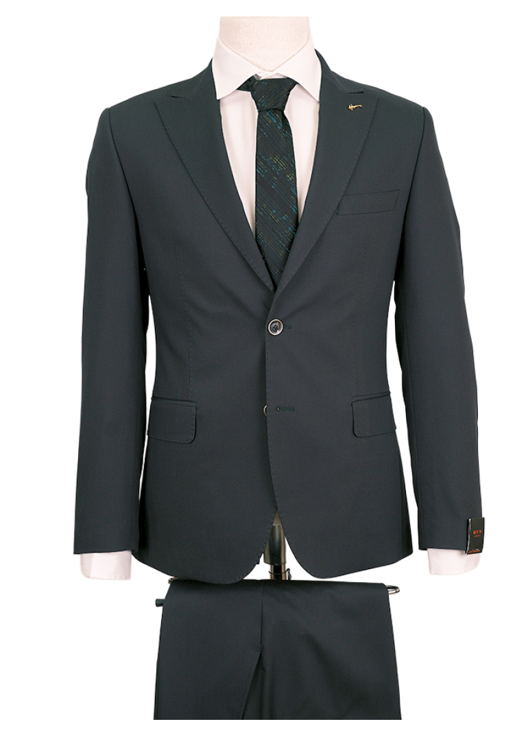 HVN Haki Slim Fit Erkek Klasik Yün Takım Elbise