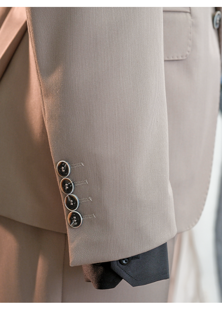 HVN Yün Klasik Takım Elbise Sütlü Kahverengi Erkek