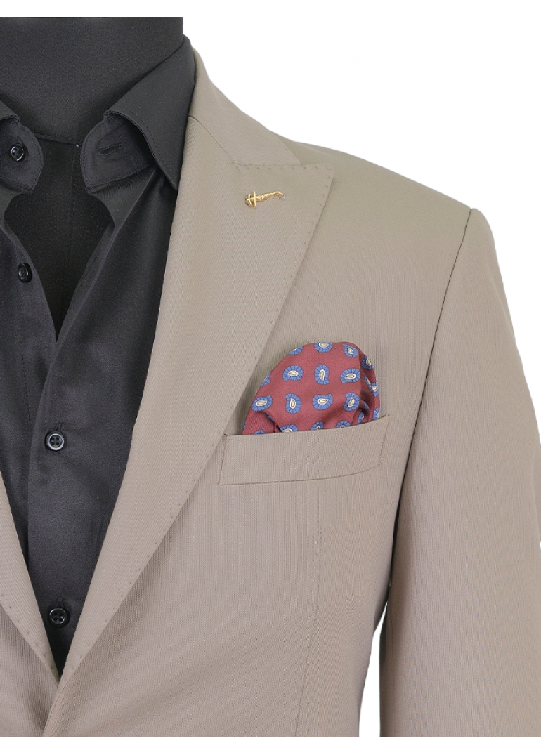 HVN Yün Klasik Takım Elbise Sütlü Kahverengi Erkek