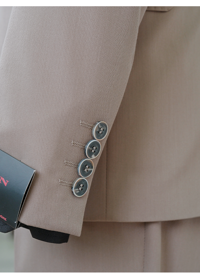 HVN Yün Klasik Takım Elbise Sütlü Kahverengi Erkek