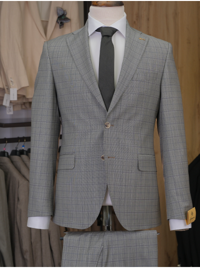 HVN Yün Klasik Takım Kareli Bej