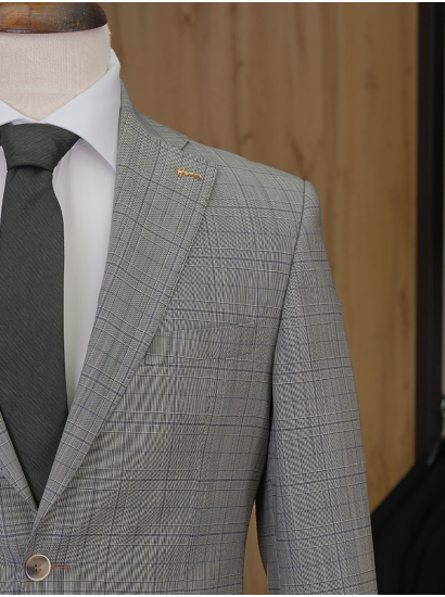 HVN Yün Klasik Takım Kareli Bej