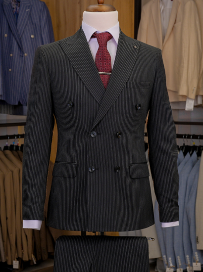 Wool İnce Çizgili Kruvaze Siyah