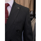 İnce Çizgili Kruvaze Siyah Slim Fit Erkek Takım Elbise