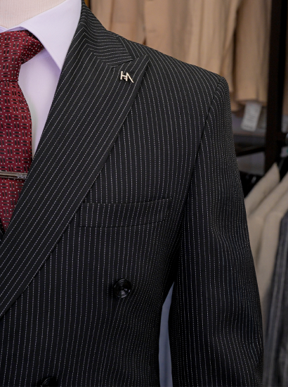 Wool İnce Çizgili Kruvaze Siyah