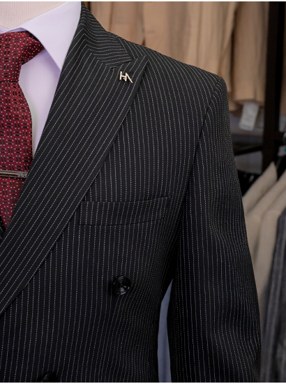 Wool İnce Çizgili Kruvaze Siyah