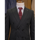 İnce Çizgili Kruvaze Siyah Slim Fit Erkek Takım Elbise