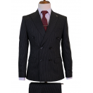 İnce Çizgili Kruvaze Siyah Slim Fit Erkek Takım Elbise