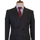 İnce Çizgili Kruvaze Siyah Slim Fit Erkek Takım Elbise