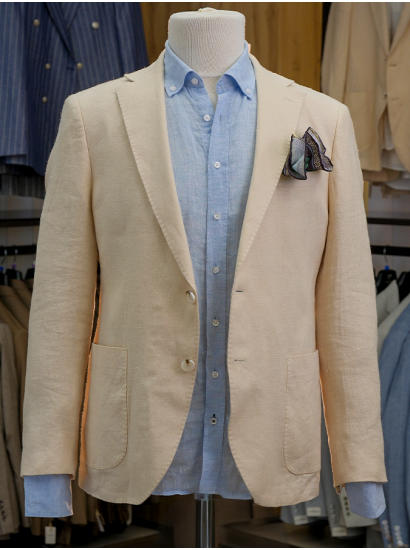 Keten Torba Cep Ceket Bej