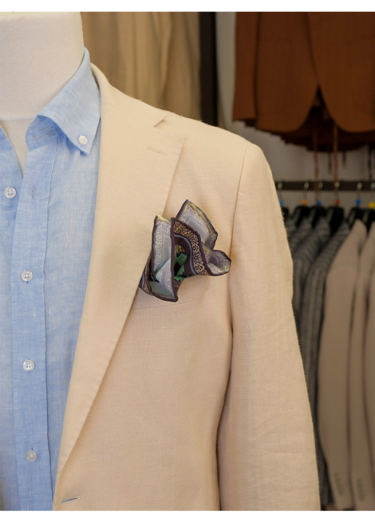 Keten Torba Cep Bej Slim Fit Erkek Ceket