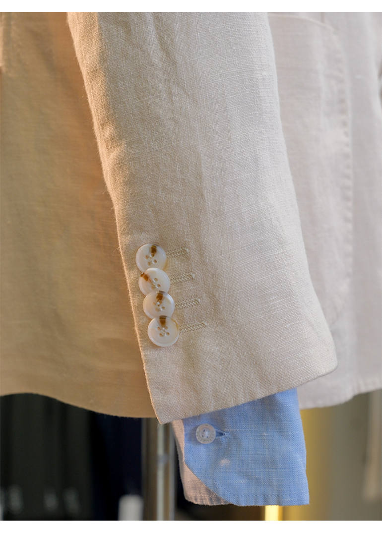 Keten Torba Cep Bej Slim Fit Erkek Ceket