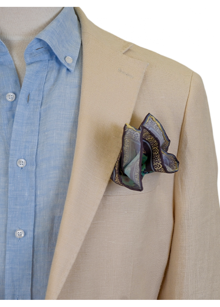 Keten Torba Cep Bej Slim Fit Erkek Ceket