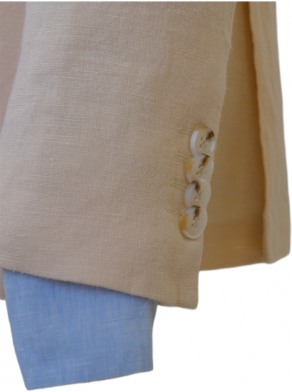 Keten Torba Cep Ceket Bej