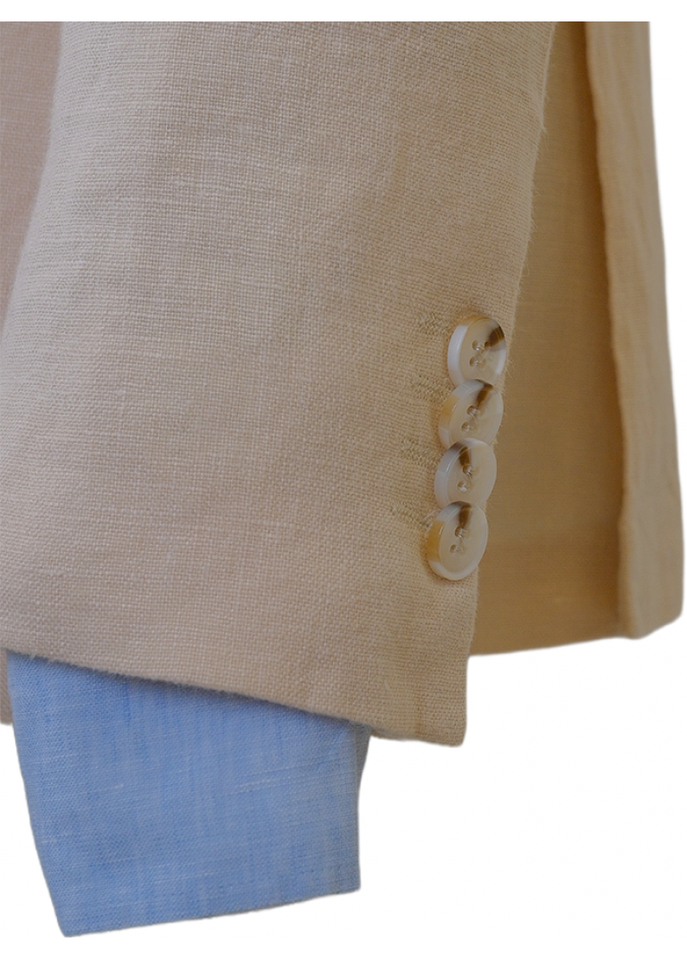 Keten Torba Cep Bej Slim Fit Erkek Ceket