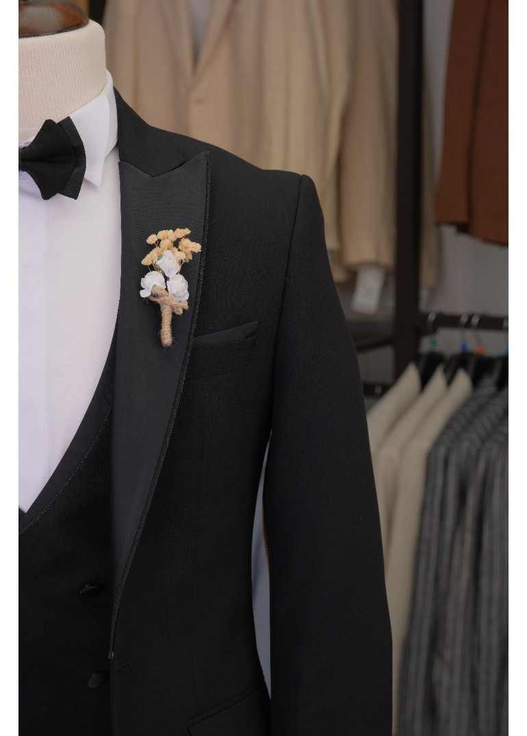 Sim Kıl Biye Damatlık Siyah