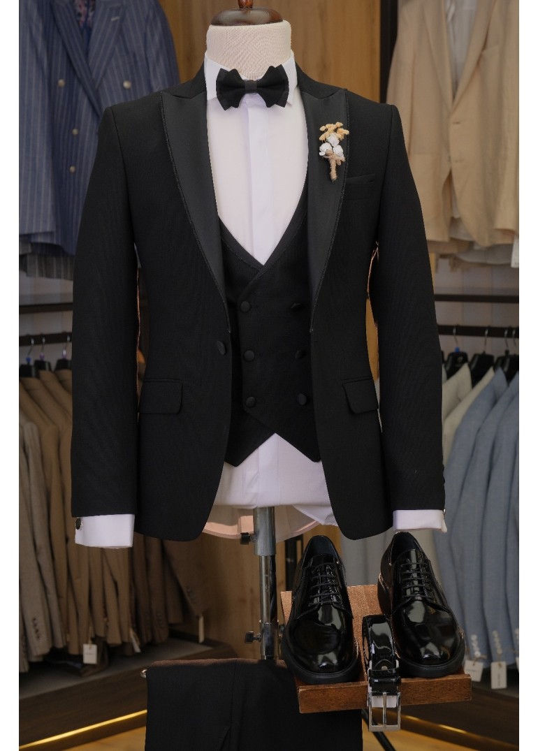 Sim Kıl Biye Damatlık Siyah